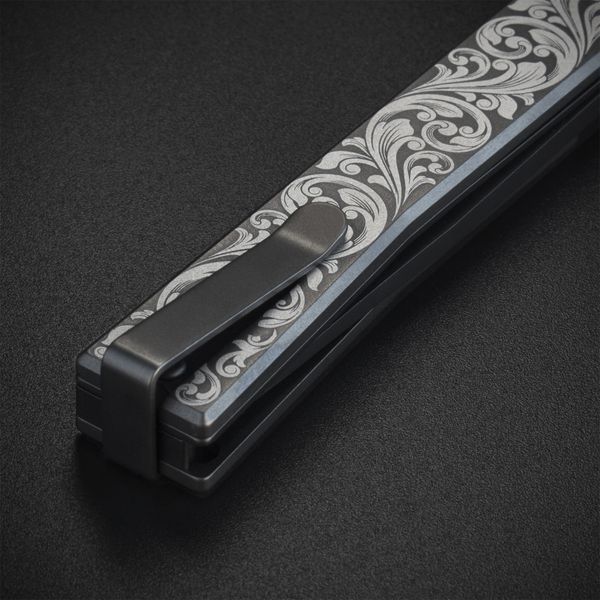Ніж Ocaso Solstice Engraved titanium Scroll Pattern Black 10ESB 4009337 фото