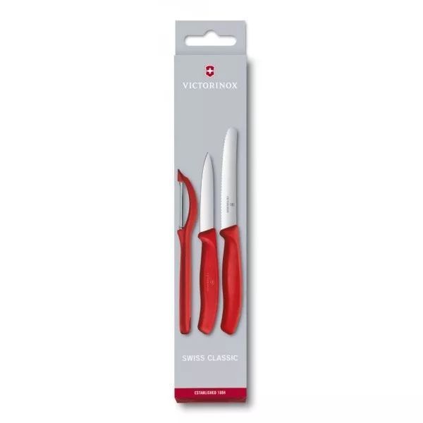 Набор кухонных овощных ножей и овощечистки Victorinox Swiss Classic Paring Set 3 предмета Красный (6.7111.31) V77551923 фото