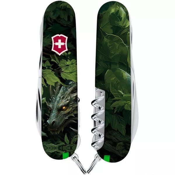 Швейцарський ніж Victorinox Huntsman Zodiac 91 мм Зелений дерев'яний дракон (1.3713.3_Z3240p) V77552799 фото