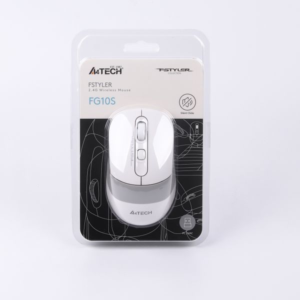Миша бездротова A4Tech Fstyler FG10S (White), безшумна, USB, колір білий FG10S (White) 1604569 фото