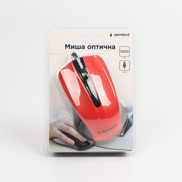 Оптична мишка Gembird MUS-101-R, USB интерфейс, червоний колір MUS-101-R 0202418 фото