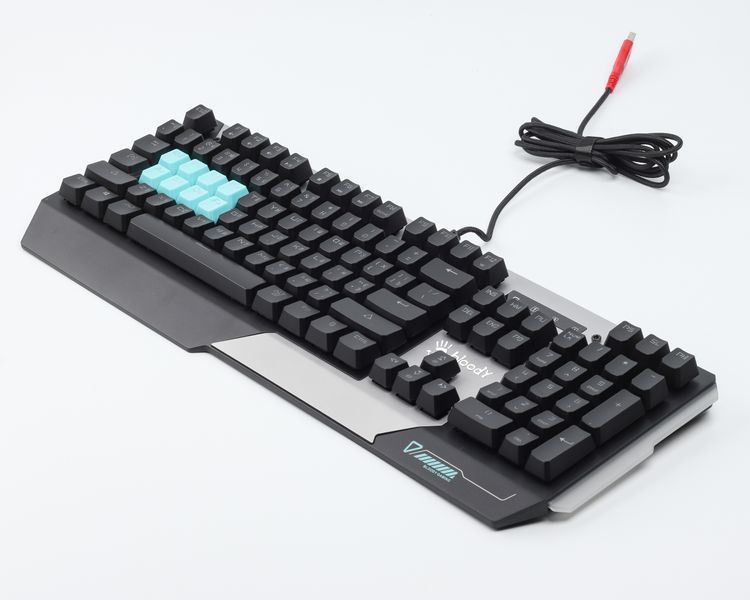 Ігрова клавіатура A4Tech Bloody B865 LIGHT STRIKE, чорна з блакитними та сірими вставками, червоні перемикачі, підсвічування клавіш, USB B865 Bloody (Gun Grey) LK Red 1605119 фото
