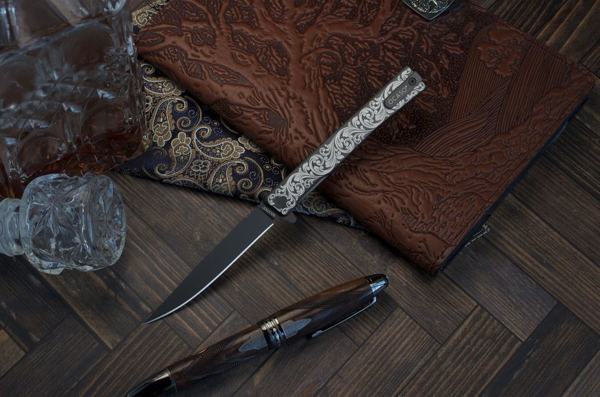 Ніж Ocaso Solstice Engraved titanium Scroll Pattern Black 10ESB 4009337 фото