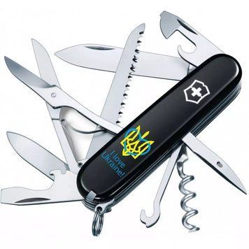 Швейцарський ніж Victorinox Huntsman Ukraine Тризуб із серцем та I love Ukraine (1.3713.3_T1310u) V77552989 фото
