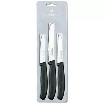 Набор кухонных овощных ножей Victorinox Swiss Classic Paring Set 3 шт Черный (6.7113.3) V77551917 фото