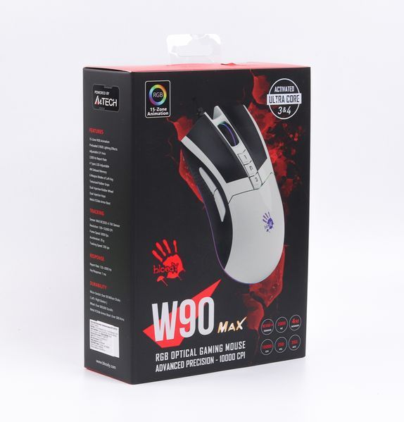 Миша ігрова A4Tech W90 Max Bloody, колір білий+чорний, активоване ПЗ Bloody W90 Max Bloody (Panda White) 1605232 фото