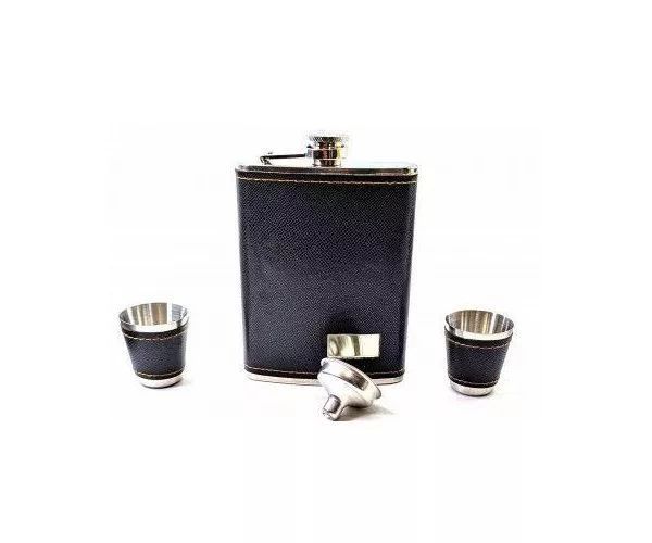 Фляга с рюмками и лейкой в подарочной упаковке, черный (DN32851B) V77553241 фото