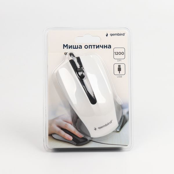 Оптическая мышка Gembird MUS-101-W, USB интерфейс, белый цвет MUS-101-W 0202420 фото