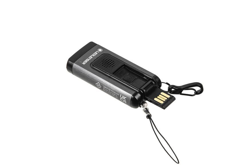 Фонарь-брелок LedLenser K6R Gray Safety со звуковой сигнализацией, заряжаемый, 400/200/20 502580 6008498 фото