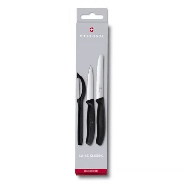 Набір кухонних овочевих ножів та овочечистки Victorinox Swiss Classic Paring Set 3 шт Чорний (6.7113.31) V77551924 фото