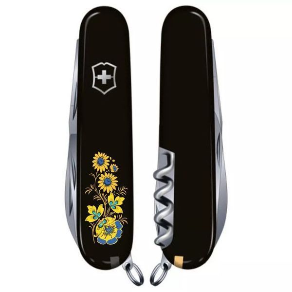 Швейцарський ніж Victorinox Spartan Ukraine 91 мм 12 функцій Квіти (1.3603.3_T1050u) V77553027 фото