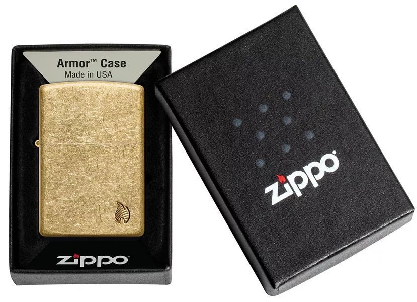 Запальничка Zippo Armor Tumbled Brass Series Flame 46398 V77553986 фото