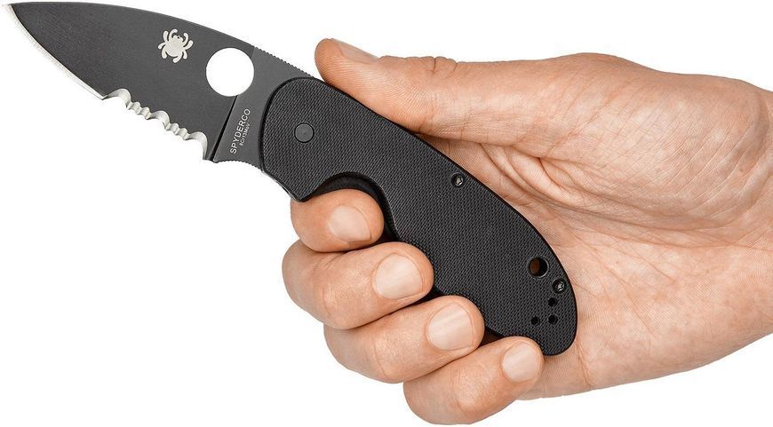 Нож Spyderco Efficient Black Blade G-10 Полусеррейтор C216GPSBBK 871361 фото