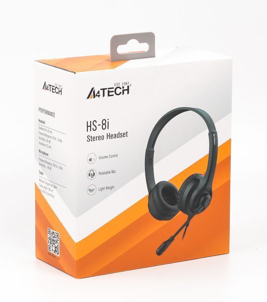 A4Tech HS-8i гарнітура з регулятором гучності, колір чорний HS-8i (Black) 1605863 фото