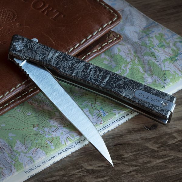Ніж Ocaso Solstice Engraved titanium Topo Pattern Satin 10ETS 4009340 фото