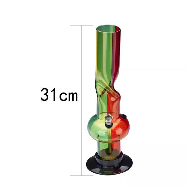Бонг акриловый водяной 32 см Champ Twist Rasta Waterpipe Зелено-красный (40590252) V77550083 фото
