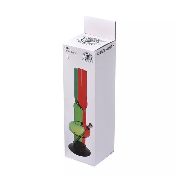 Бонг акриловый водяной 32 см Champ Twist Rasta Waterpipe Зелено-красный (40590252) V77550083 фото