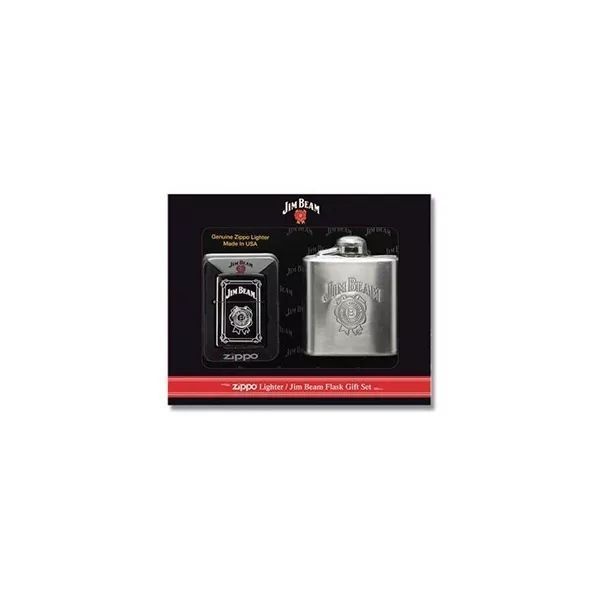 Подарочный набор зажигалка и фляга Zippo Jim Beam Серебристые 28414 V77552425 фото
