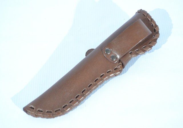 Шкіряні піхви для ножа плетені малі з застібкою S коричневі 11101035 фото