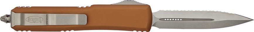 Ніж Microtech Ultratech Double Edge Serrated Stonewash Aluminum Tan 122-12TA 14090618 фото