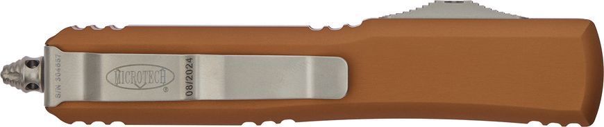 Ніж Microtech Ultratech Double Edge Serrated Stonewash Aluminum Tan 122-12TA 14090618 фото