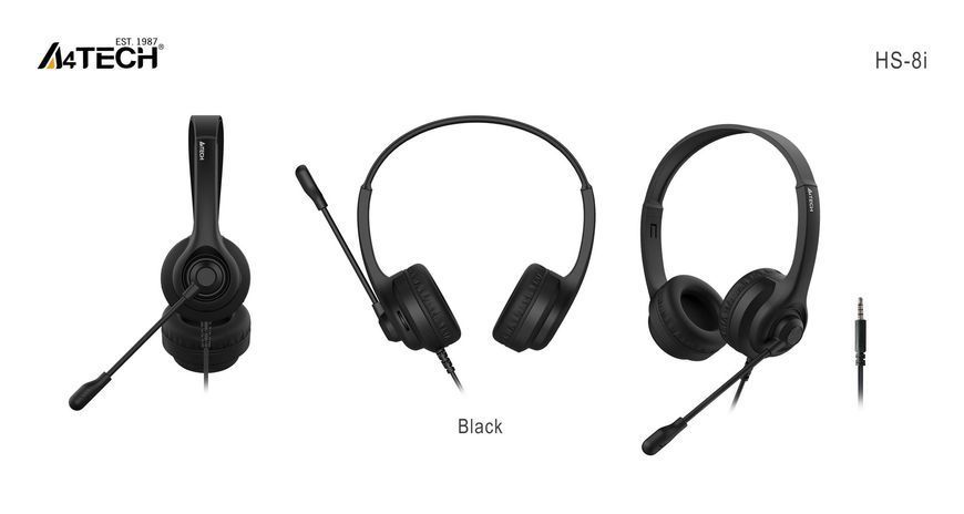 A4Tech HS-8i гарнітура з регулятором гучності, колір чорний HS-8i (Black) 1605863 фото