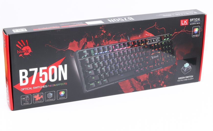 Клавиатура Bloody B750N черная, механическая игровая, LK Green переключатели, USB B750N Bloody (Destiny) 1605234 фото
