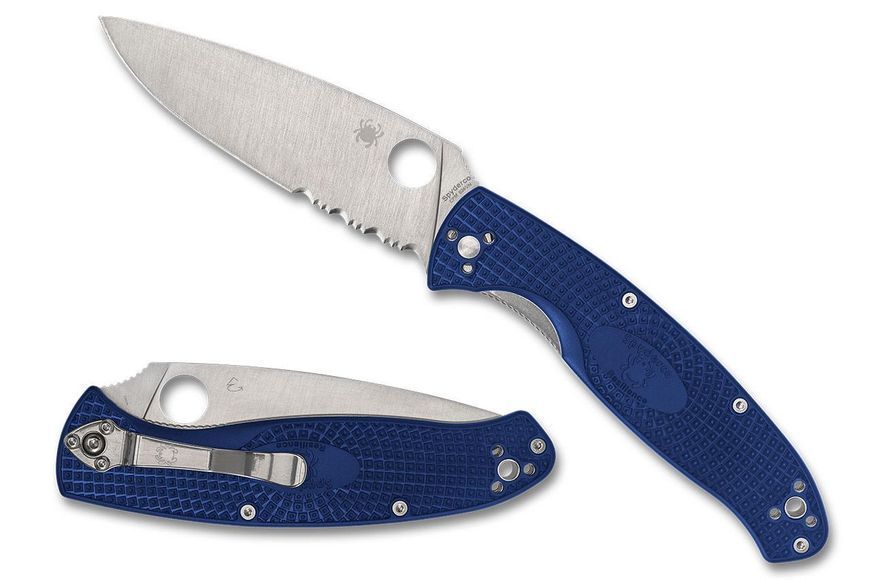 Нож Spyderco Resilience Blue FRN CPM-S35VN Полусеррейтор C142PSBL 871525 фото