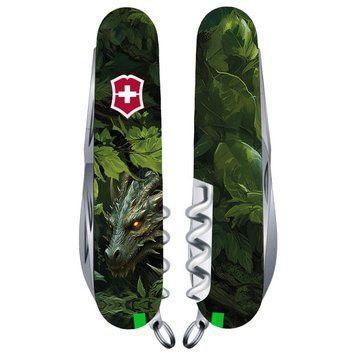 Швейцарський ніж Victorinox Swiss Army Huntsman Zodiac Зелений дерев'яний дракон 1.3713.3_Z3240p 4008911 фото