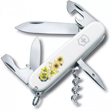 Швейцарський ніж Victorinox Spartan Ukraine 91 мм 12 функцій Квіти (1.3603.7_T1050u) V77553028 фото