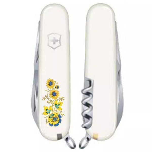 Швейцарський ніж Victorinox Spartan Ukraine 91 мм 12 функцій Квіти (1.3603.7_T1050u) V77553028 фото