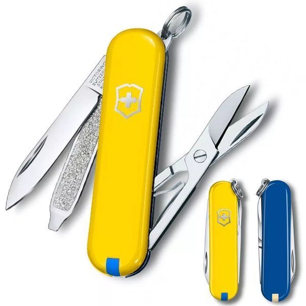 Швейцарский нож Victorinox Classic SD Ukraine Желто-синий (0.6223.8G.2) V77552890 фото