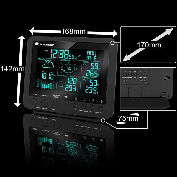 Метеостанція Bresser Weather Center 5-in-1 Professional 256 Colour Black 7002520CM3000 фото