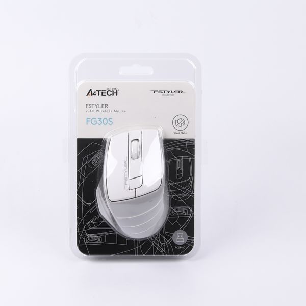 Миша бездротова A4Tech Fstyler FG30S (Grey+White), безшумна, USB, колір білий+сірий FG30S (Grey+White) 1604573 фото