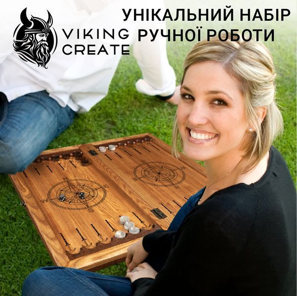 Набір 2в1 з натурального дерева Нарди та поле для гри в шахи 65*65 см VC100124 фото