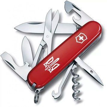 Швейцарський ніж Victorinox Climber Ukraine 91 мм 14 функцій Тризуб ОУН (1.3703_T0300u) V77552907 фото
