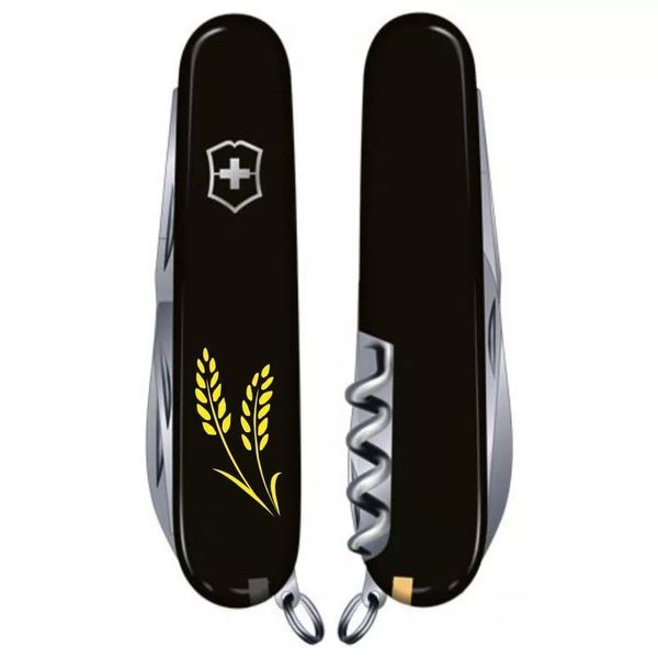 Швейцарський ніж Victorinox Spartan Ukraine 91 мм 12 функцій Колоски пшениці (1.3603.3_T1330u) V77553014 фото
