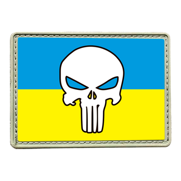 Шеврон прапор України — Череп Карателя ПВХ 02.007.02 фото