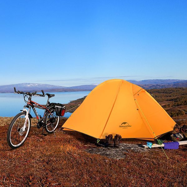 Намет надлегкий одномісний з футпринтом&nbsp;Naturehike Cycling&nbsp;1&nbsp;NH18A095-D, 210T, Помаранчевий 97828 фото