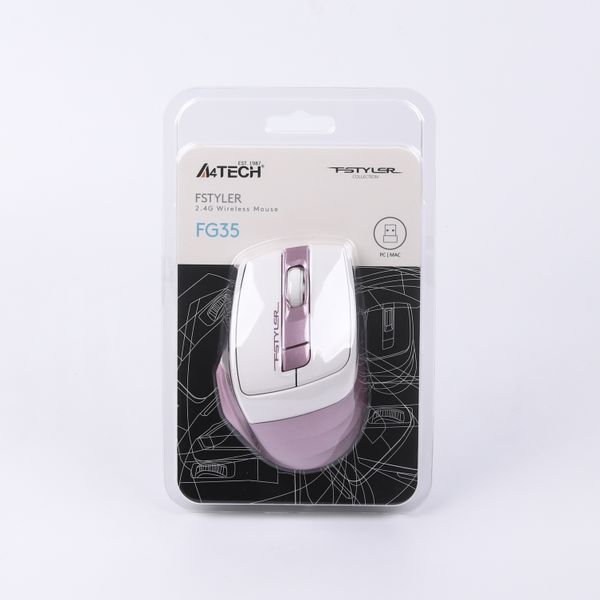 Миша бездротова A4Tech Fstyler FG35 (Pink), USB, колір білий+рожевий FG35 (Pink) 1604574 фото