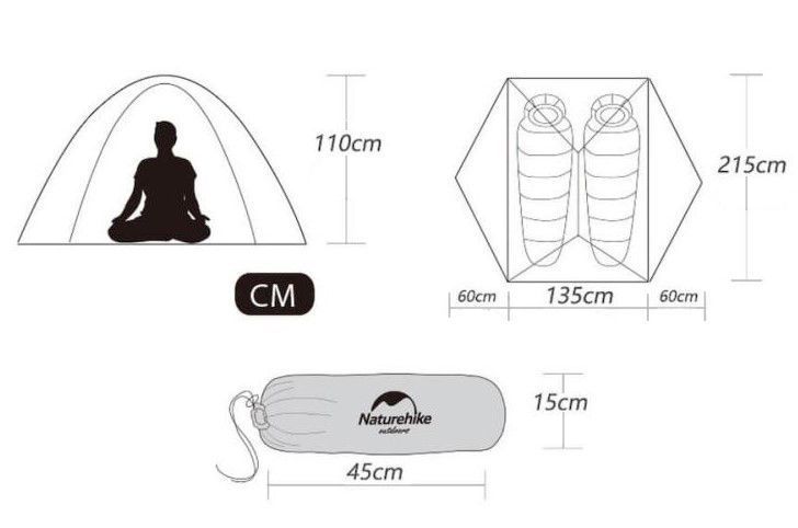 Намет надлегкий двомісний з футпринтом Naturehike Star-River 2 Updated NH17T012-T, 210T, Помаранчевий 62865 фото
