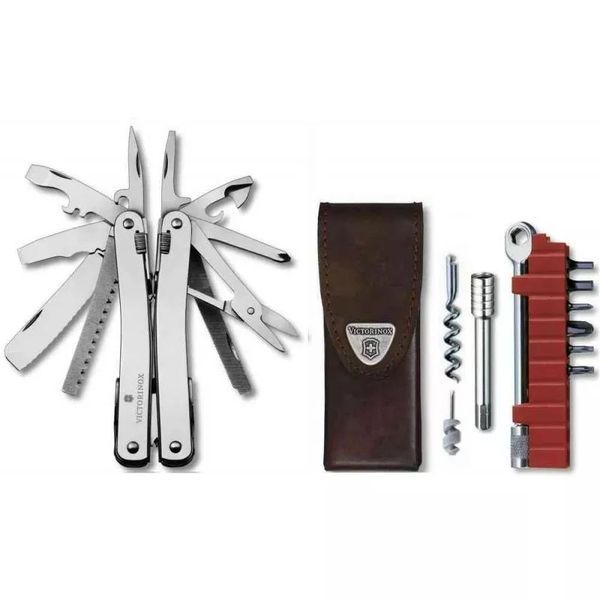 Складаний мультиінтструмент Victorinox Swisstool Spirit Plus II 105мм 38 функцій зі шкіряним чохлом (3.0239.L) V77552736 фото
