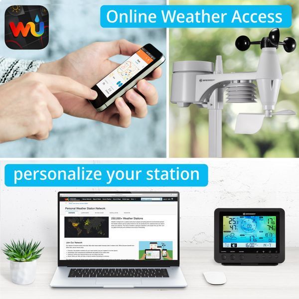 Метеостанція Bresser Weather Center 5-in-1 Wi-Fi Profi Sensor Color White 7002581 фото
