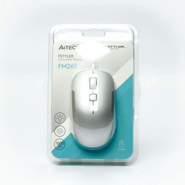 Мышь A4Tech Fstyler FM26S (Icy White), USB, цвет серый+белый FM26S (Icy White) 1606352 фото
