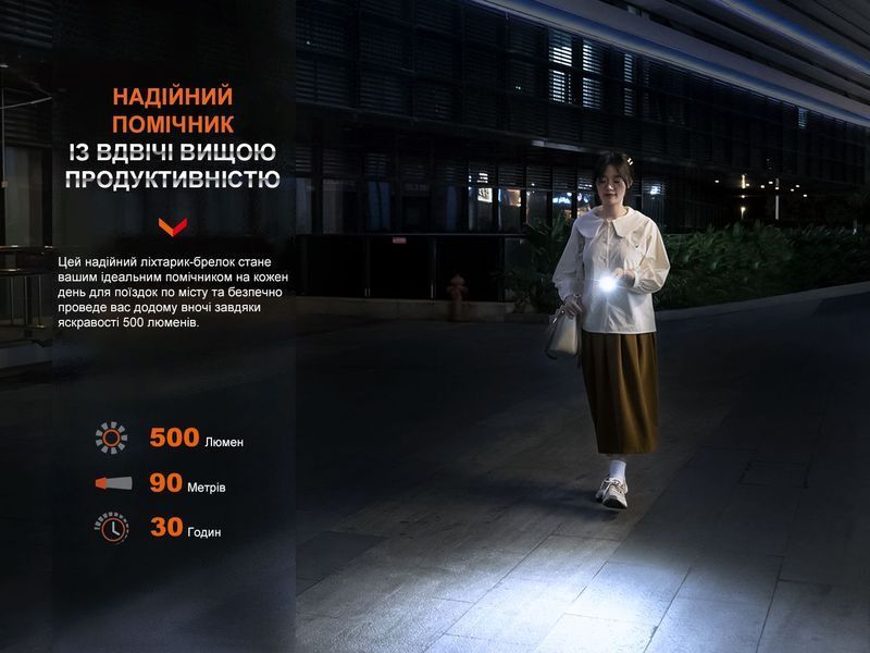 Фонарь наключительный Fenix ​​E03R V2.0, Серый 93798 фото