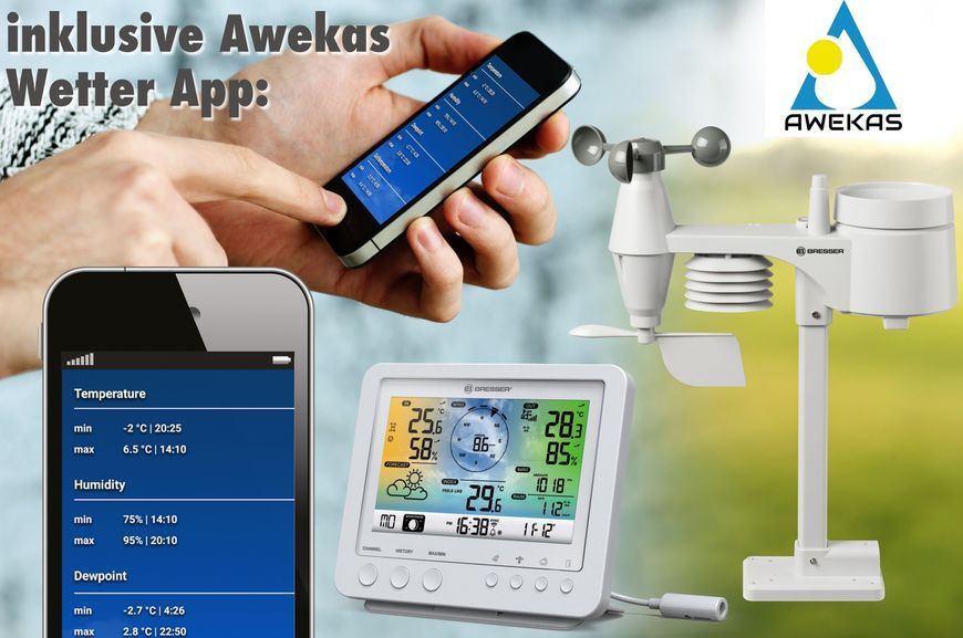 Метеостанція Bresser Weather Center 5-in-1 Wi-Fi Profi Sensor Color White 7002581 фото