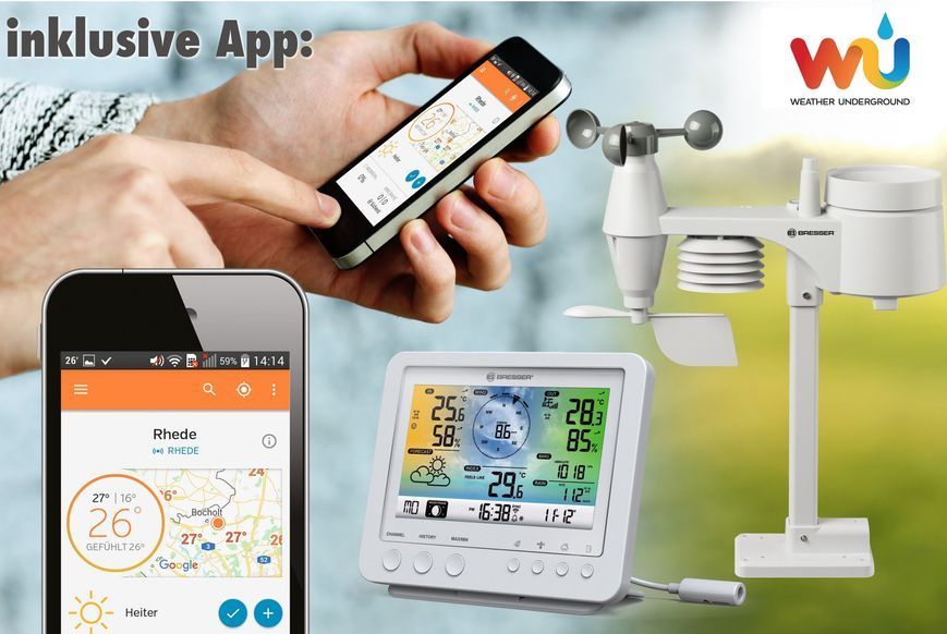 Метеостанція Bresser Weather Center 5-in-1 Wi-Fi Profi Sensor Color White 7002581 фото