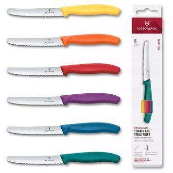 Набір ножів 6 шт для томатів Victorinox SWISS Classic Серрейтор різнокольорові ручки, подарункова коробка 6.7836.6C1 V77554439 фото