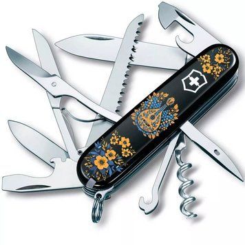 Швейцарський ніж Victorinox Huntsman Ukraine 91 мм 15 функцій Українські мотиви Чорний (1.3713.3_T1370u) V77552790 фото