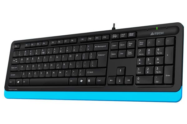 Клавиатура A4Tech Fstyler FK10 (Blue), USB, черный+голубой FK10 (Blue) 1604051 фото